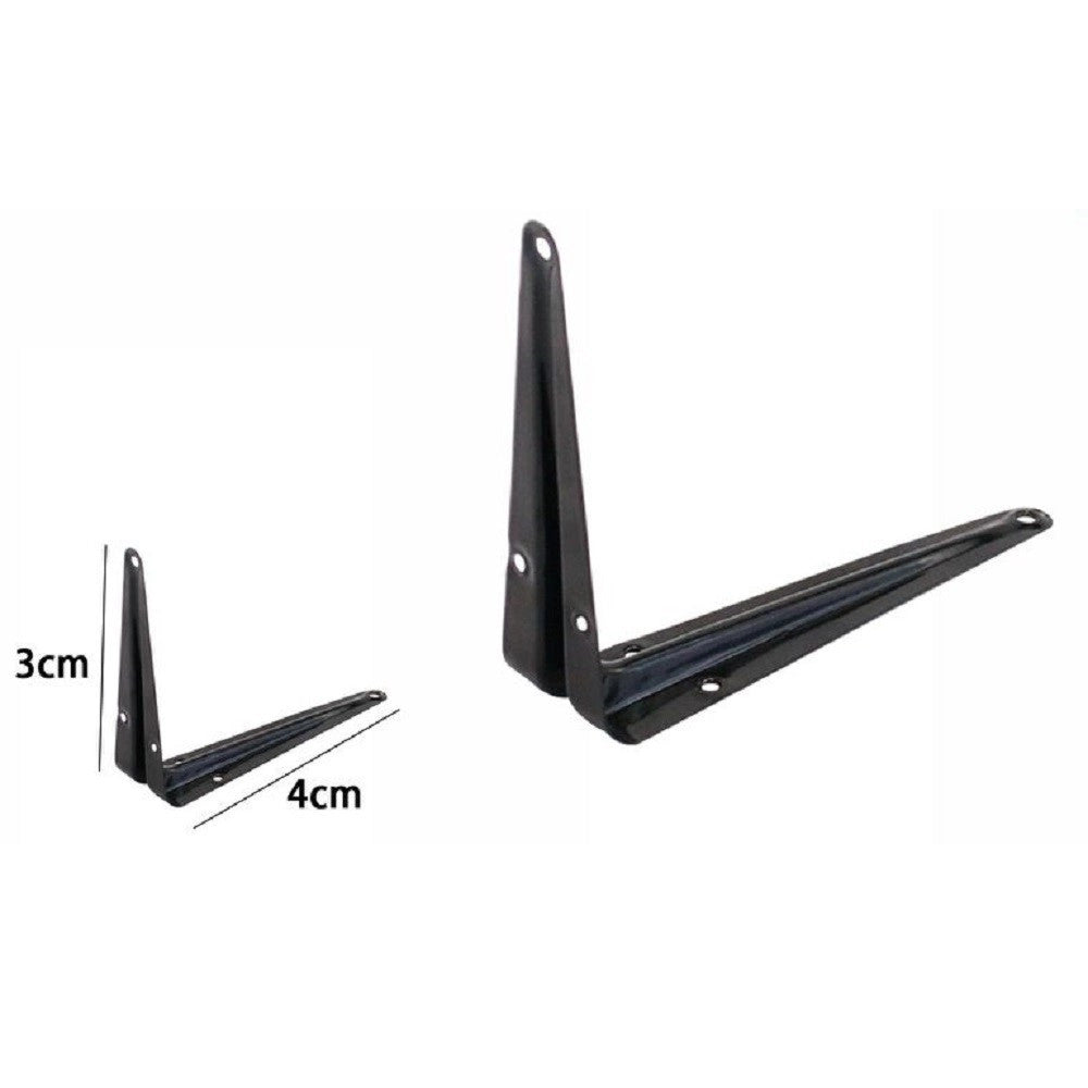 Trade Shop - 2 Pz Reggimensola Supporto Staffa Triangolare Mensola Metallo 3 X 4cm Nera 07909 -