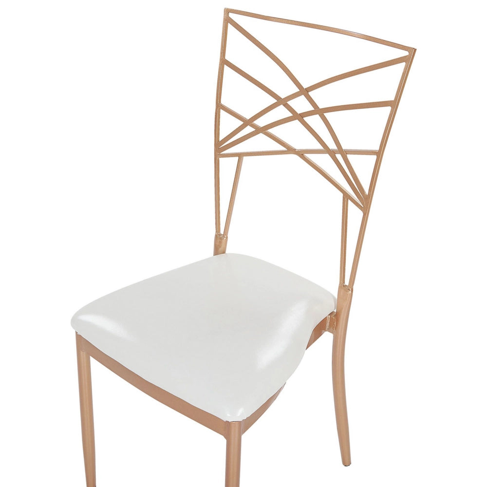 Set di 2 sedie da pranzo in metallo dorato ecopelle bianca imbottitura del sedile con industriale stile glam