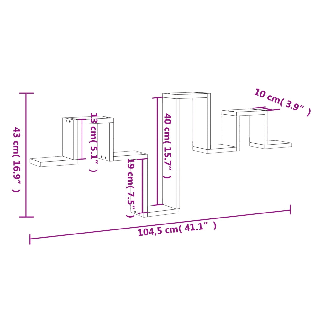Scaffale a Parete Rovere Sonoma 104,5x10x43cm Legno Multistrato