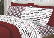 Completo Lenzuola Letto Linea Young 100% Cotone Disegno Love Love - Matrimoniale - Rosso