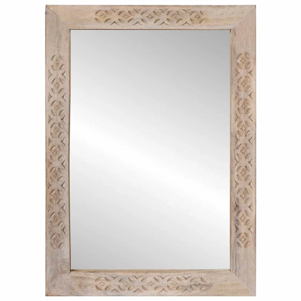 vidaXL Specchio Bianco 57 x 70 x 3 cm legno massello di mango