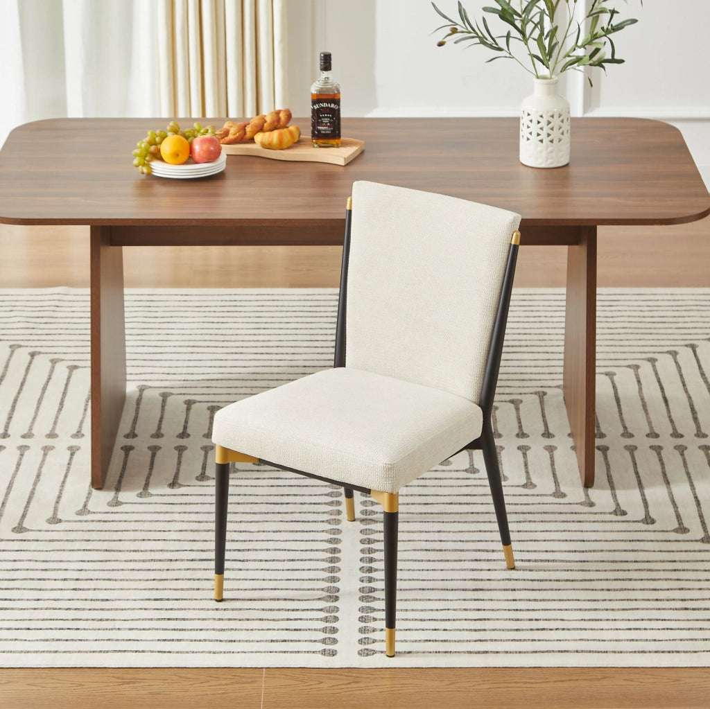 Set di 2 sedie da pranzo beige con struttura nero-oro