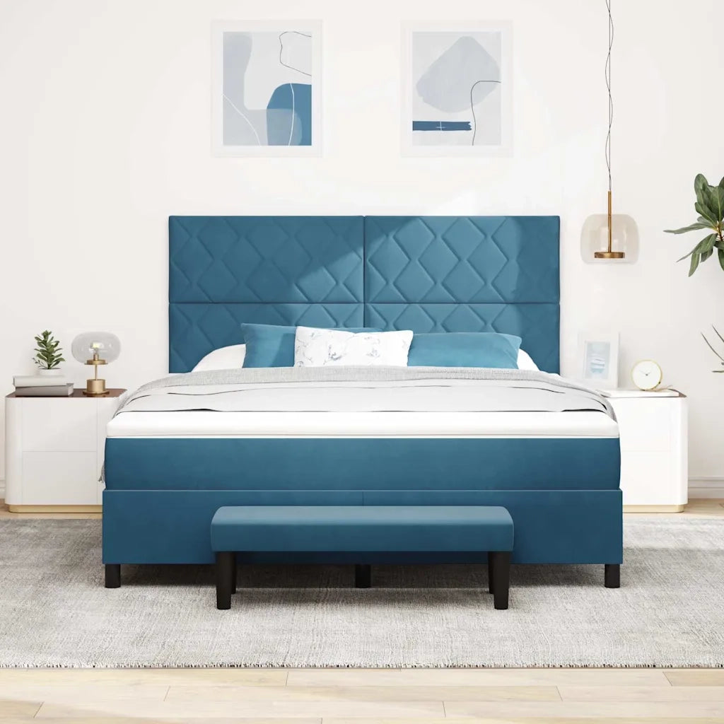 Letto a molle con testiera Blu scuro 200 x 180 cm Velluto 3344598