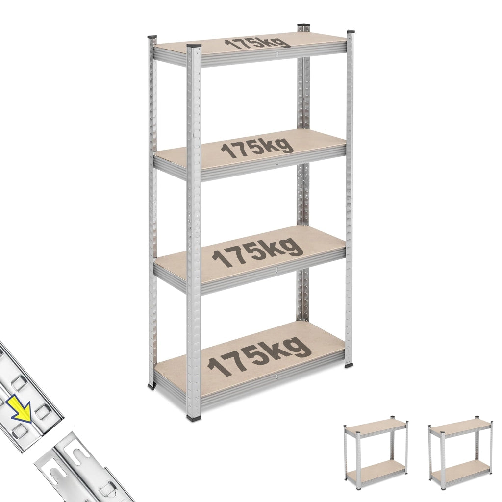 Scaffale Metallico 4 Ripiani in MDF 30x70x150 cm – Scaffalatura ad Incastro Senza Viti – Per Garage, Magazzino, Cantina e Deposito