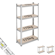 Scaffale Metallico 4 Ripiani in MDF 30x70x150 cm – Scaffalatura ad Incastro Senza Viti – Per Garage, Magazzino, Cantina e Deposito