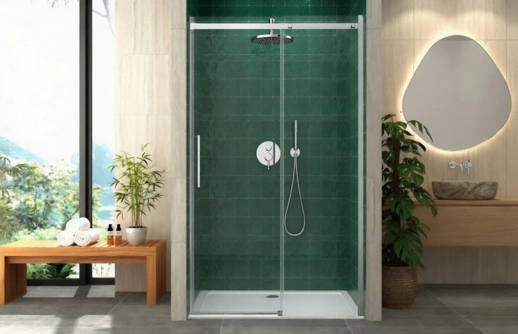 Box doccia 100 cm porta scorrevole SENZA TELAIO H200 cm cristallo 8mm MILLY profilo cromato
