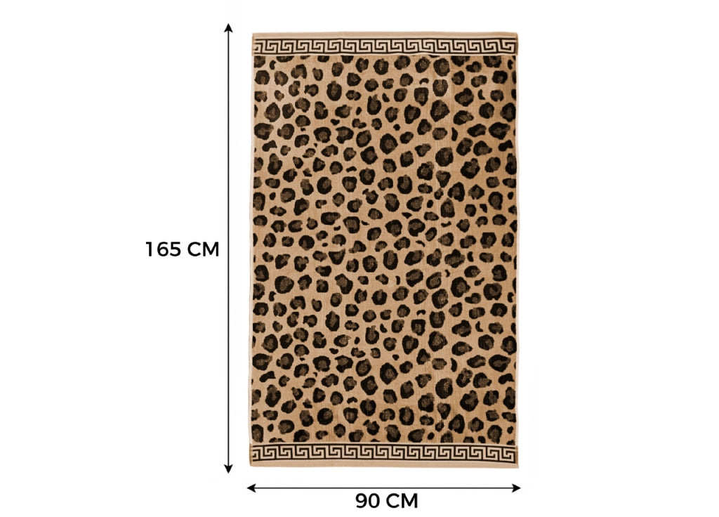 Telo Mare Jacquard Spugna Asciugamano Spiaggia Disegno Cleopatra Beige