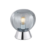 Lampada Da Tavolo Moderna Sydney Base Cromata E Sfera In Vetro Fumé 1 Luce E14