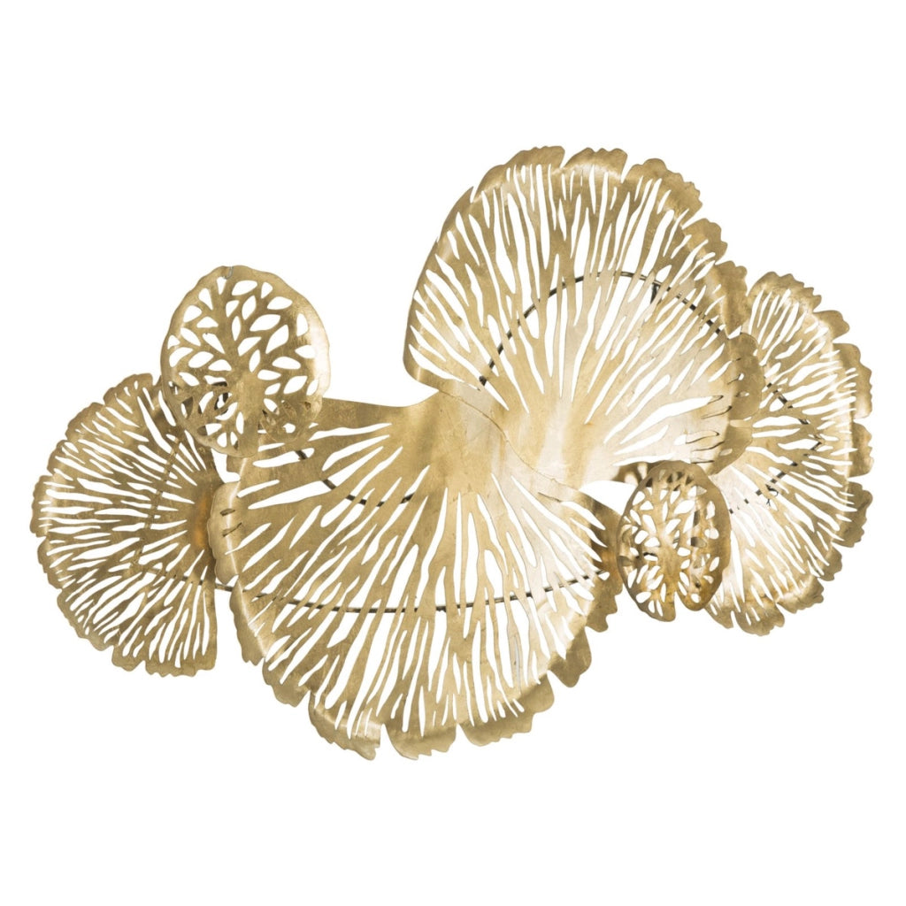 Decorazione in Metallo 3D Foglia 21, Oro, Metallo, 115x5x64 cm