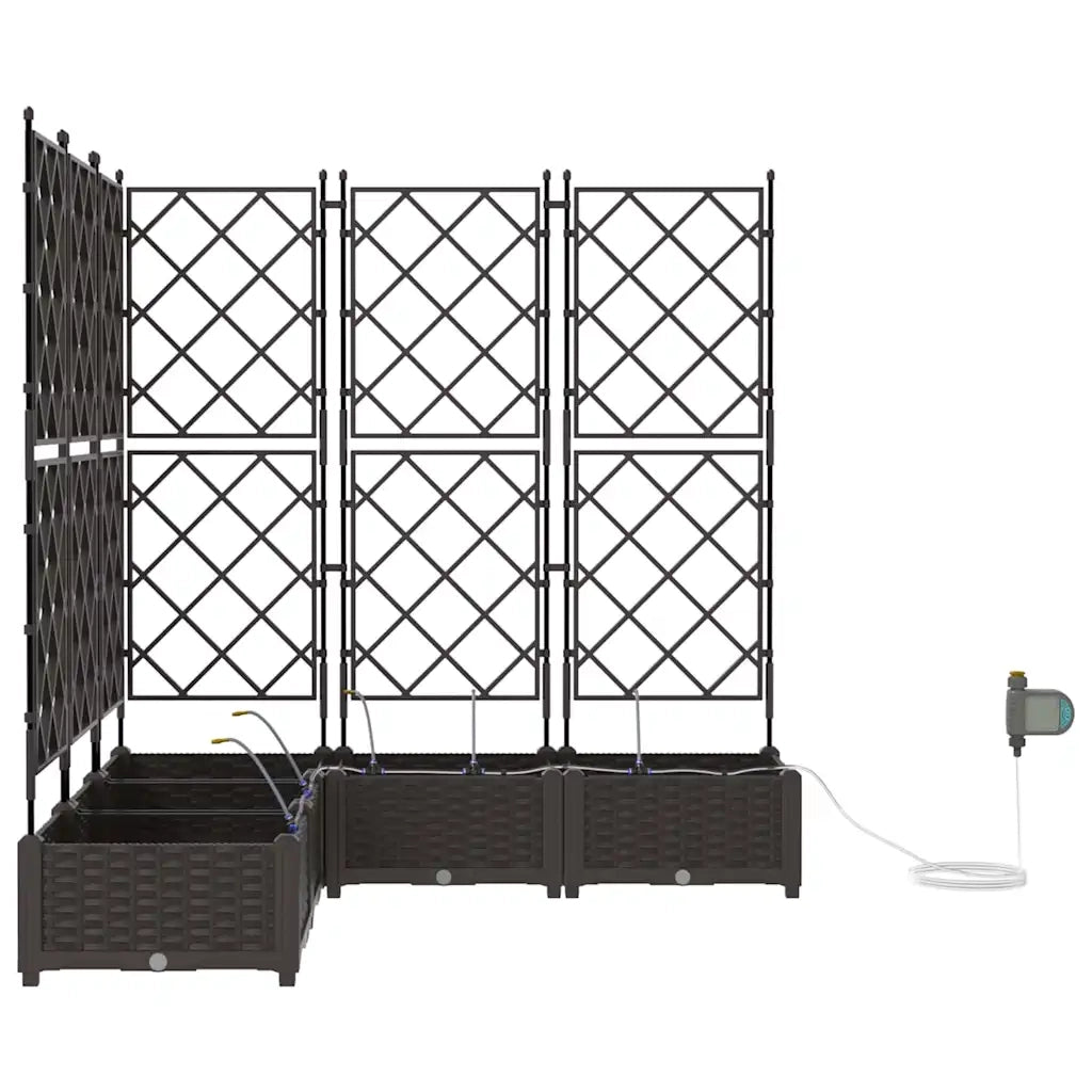 Fioriere | Cassetta per fiori | Vaso da giardino 5 pz Marrone 120 x 120 x 126 cm Plastica
