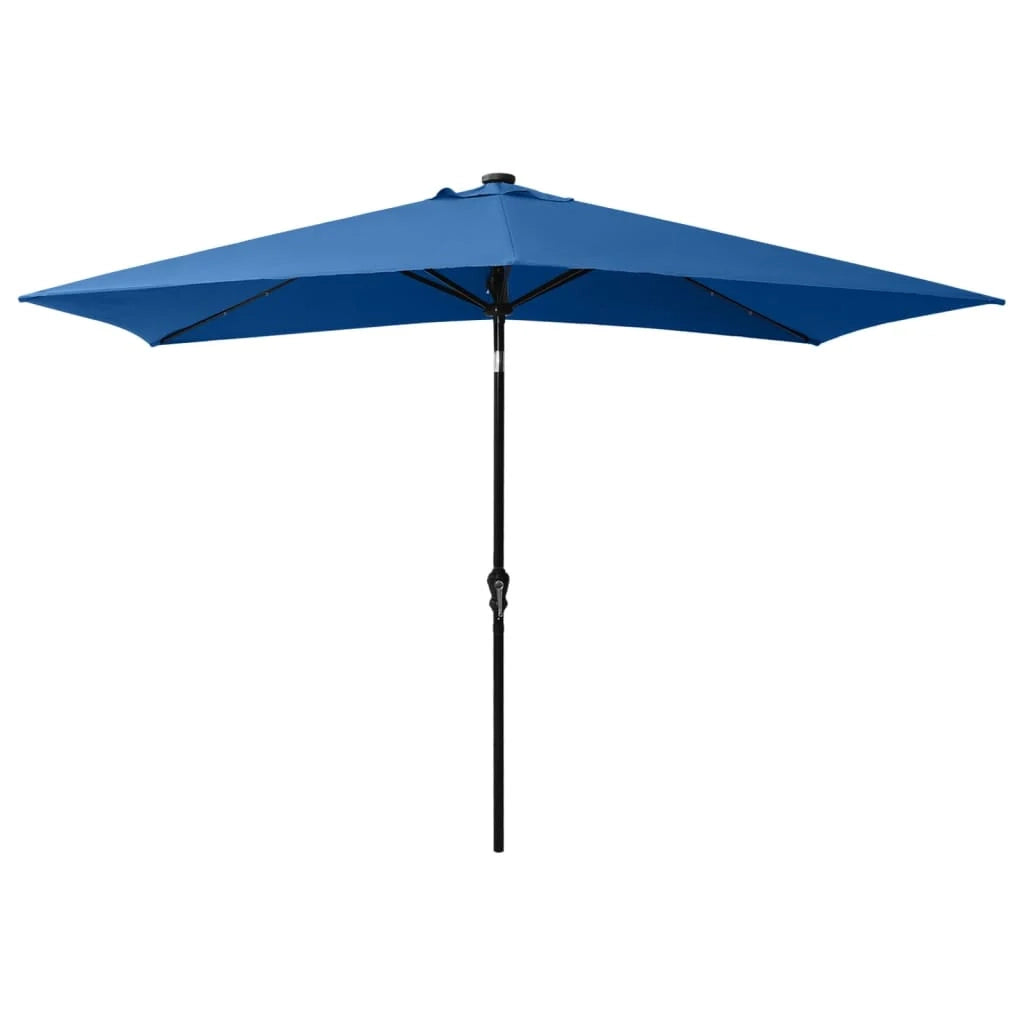 Ombrellone con LED e palo in acciaio 2 x 3 m azzurro 02_0008067
