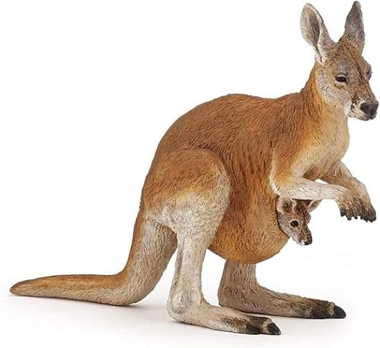 Papo -Dipinta a mano- figurina-Fauna Selvatica -Canguro con cucciolo,Eta 3+