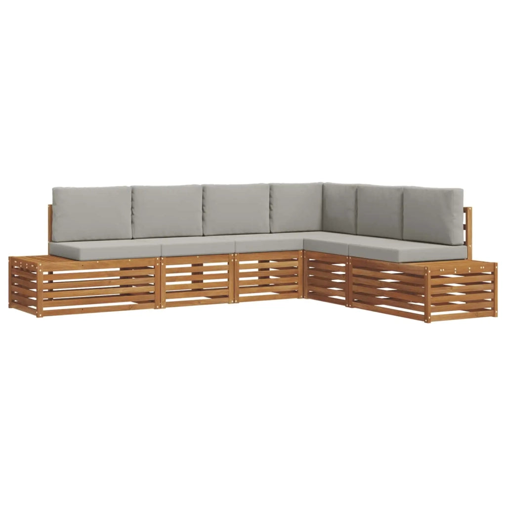 Set di divani da esterno con cuscino Grigio Naturale e Chiaro