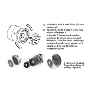 Pomolo fisso per porta SAGUATTI 408/70LB in ottone oro lucido