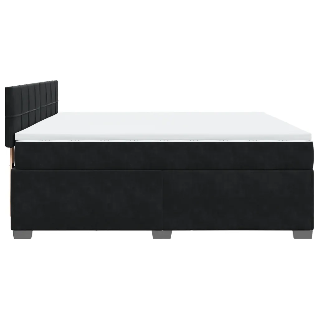 vidaXL Giroletto a Molle con Materasso Nero 180x200 cm in Velluto