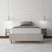 Letto una piazza e mezza con rete imbottito 120x210 tessuto Labirinto 1 bianco Azelia