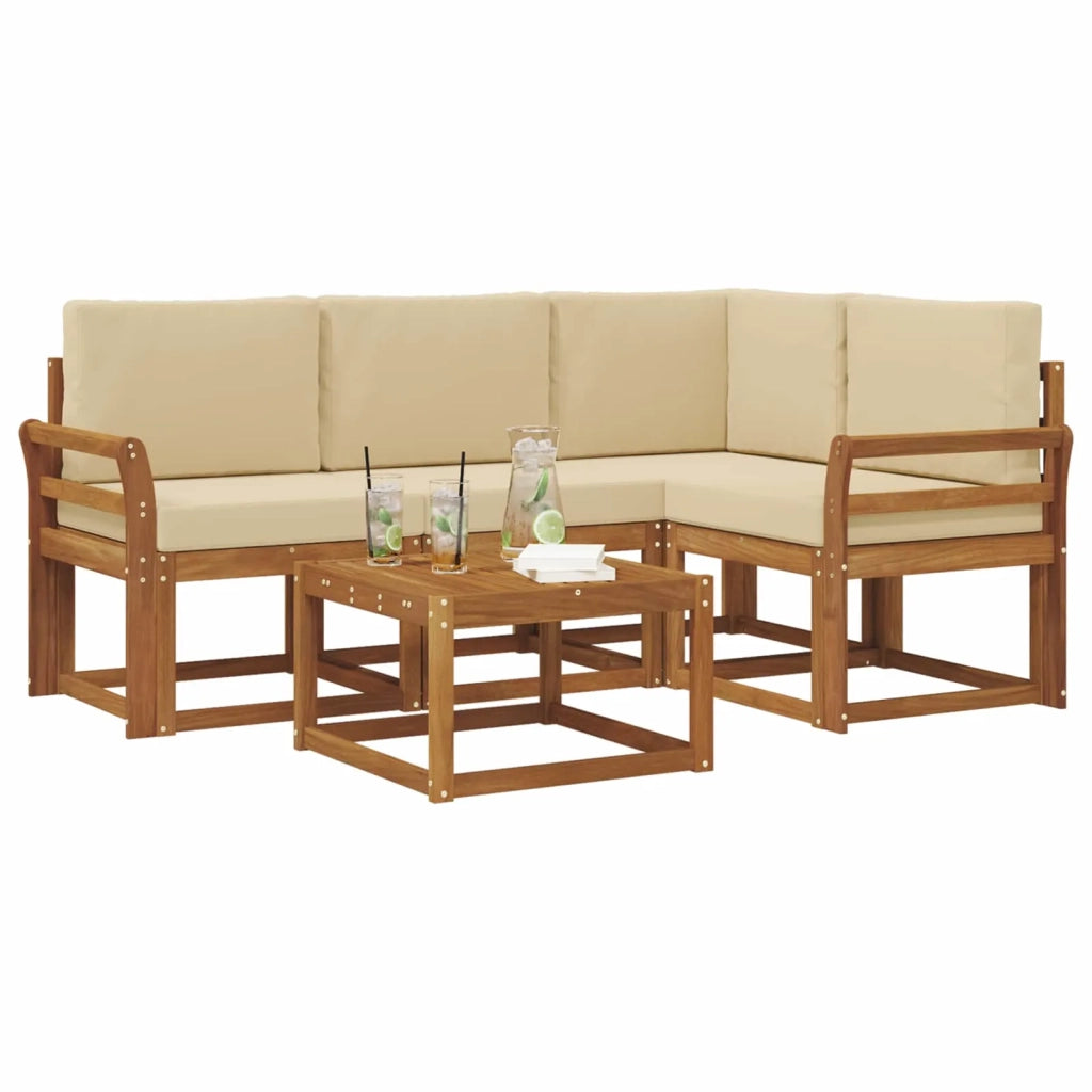 Set di divani da esterno con cuscino 5 pcs Naturale e Beige