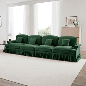 Divano 4 posti grande - Xylo - Stile mid-century, chenille, verde