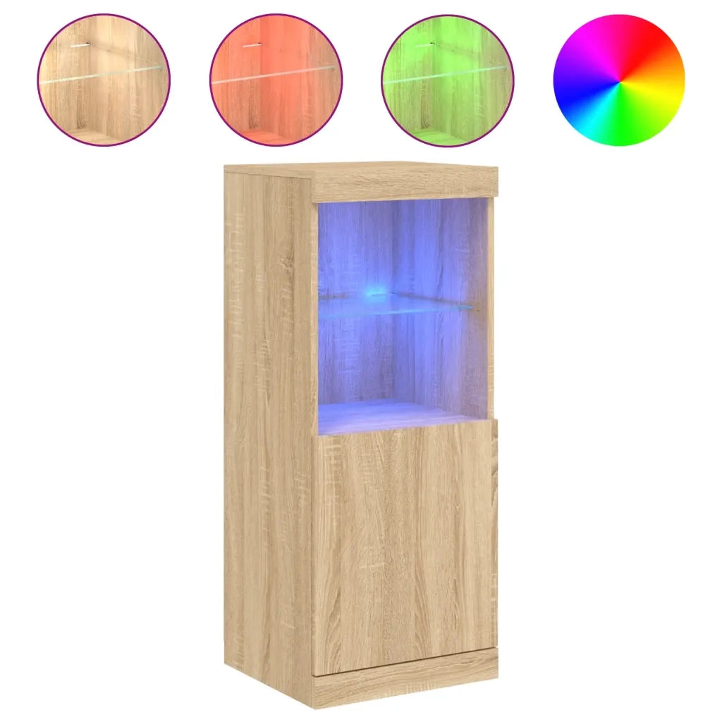 Credenza con Luci LED-Buffet-Armadio da cucina Rovere Sonoma 41x37x100 cm 196476