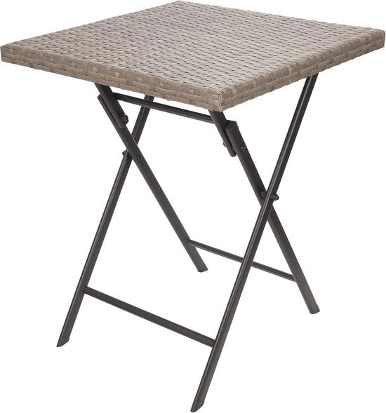 Tavolo per balcone e terrazza 58 x 58 cm - Tavolo resistente all'usura in polirotano e metallo