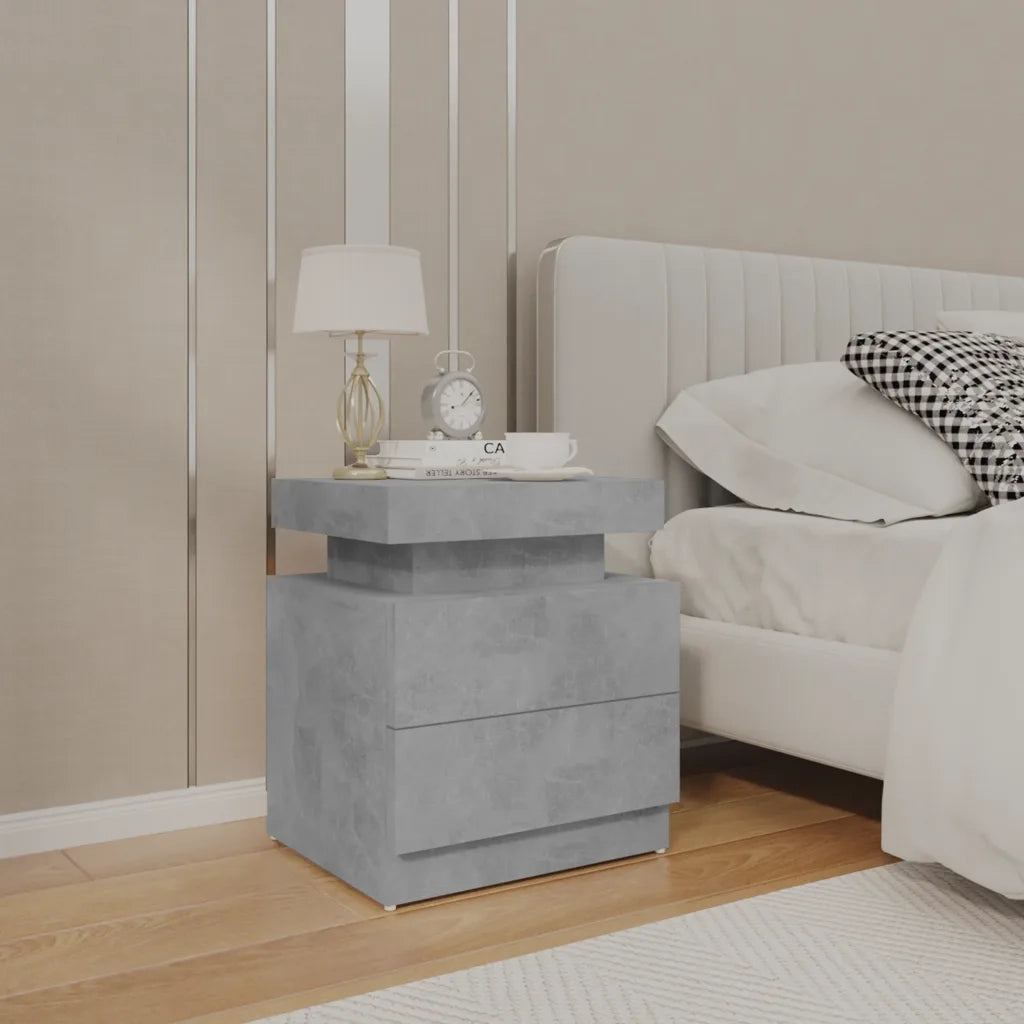 Comodino | Armadio da Notte | Mobiletto da notte Grigio Cemento 45x35x52 cm in Legno Multistrato