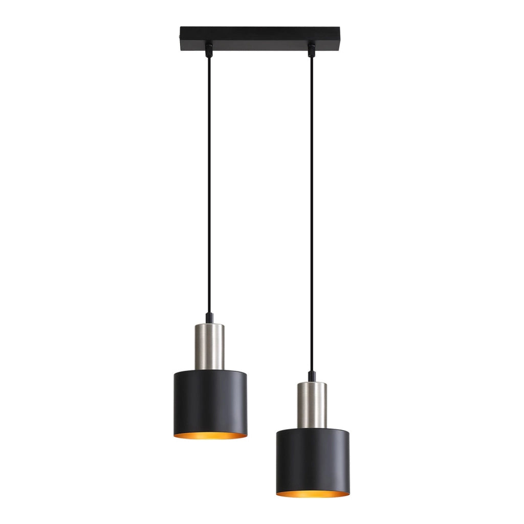 Lampada a sospensione ZMH da tavolo da pranzo E27 lampada a sospensione vintage 2 lampadine oro nero