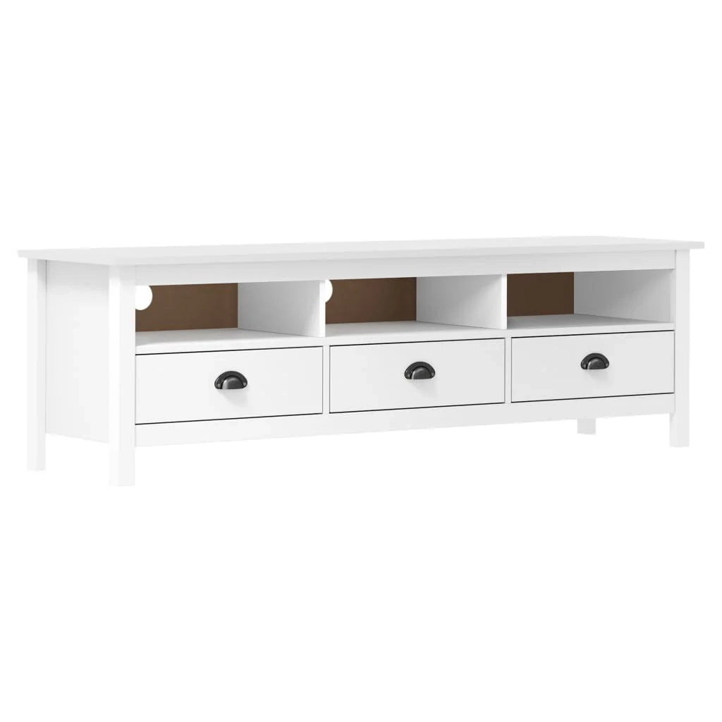 Mobile TV multimediale scaffale TV credenza TV sala da pranzo soggiorno camera da letto Hill Range 158 x 40 x 47 cm legno di pino massiccio bianco 02_0027640