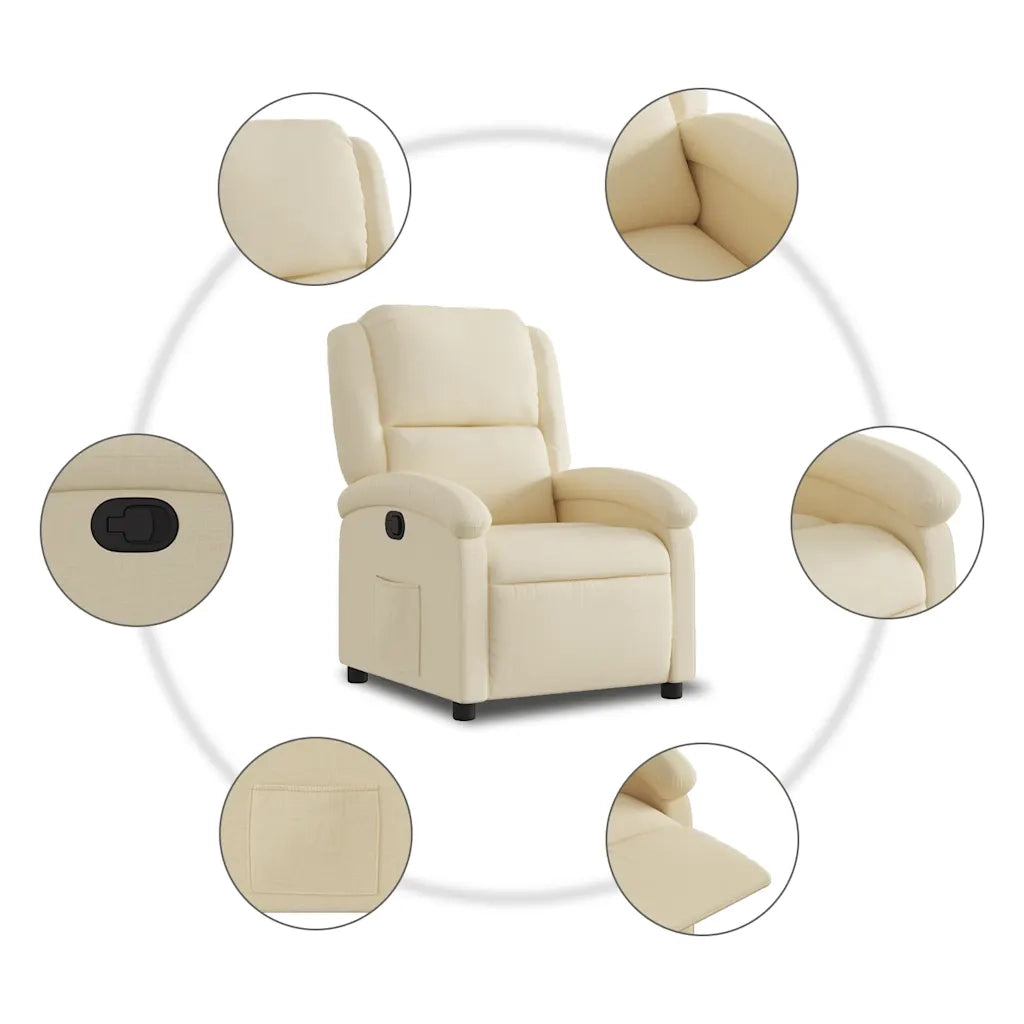 Divano Sedia-Poltrona reclinabile in Tessuto Crema 921413