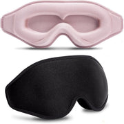 Slaapmasker per occhi per l'allungamento delle ciglia, 2-pack migliorato, maschera per occhi per l'allungamento delle ciglia 99,9% bloccante la luce 3D, maschera per occhi per donne, maschera per volo (nero e rosa)