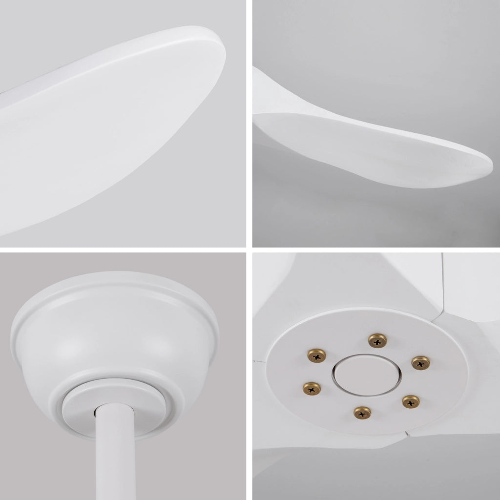 Ventilatore da soffitto 36 pollici bianco in legno massello; 3 pale; telecomando; motore DC