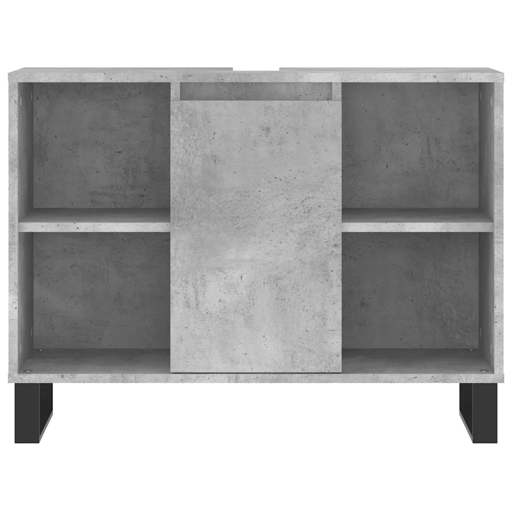 Armadietto da Bagno Grigio Cemento 80x33x60cm Legno Multistrato 831640