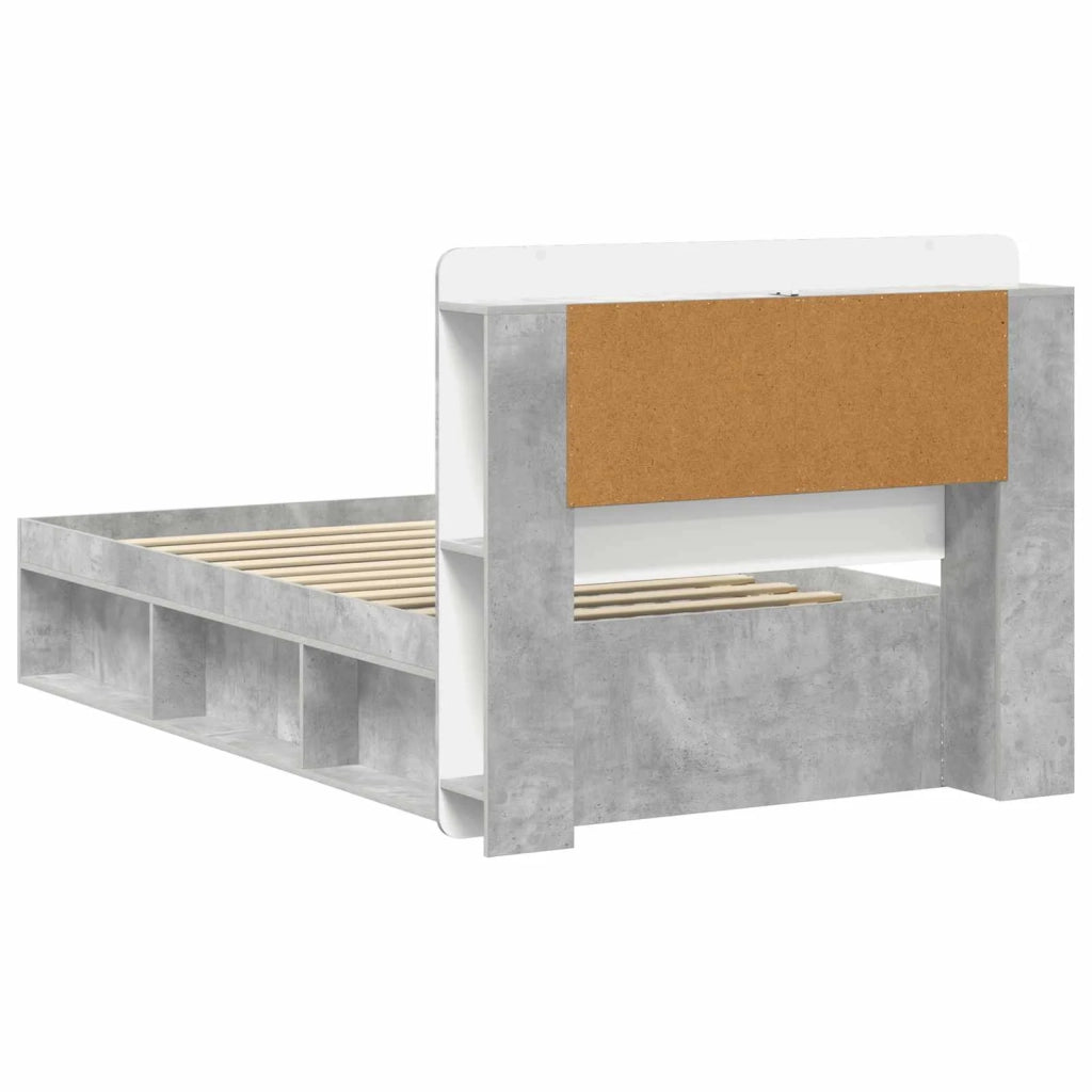 Telaio del letto con storage Grigio Cemento 75 x 190 cm