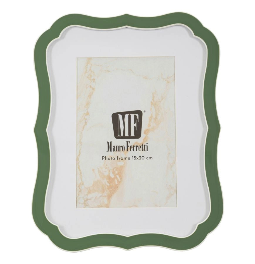Cornice Margot Verde 17x1,4x21,9 cm in Zinco e Vetro Verde e Argento