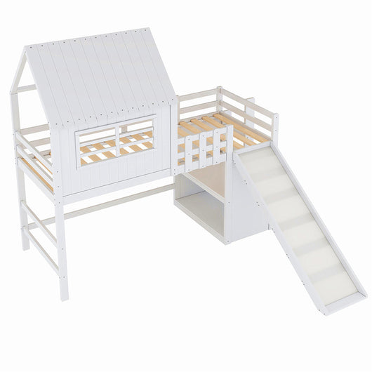 Letto bambini - Xylo - 90x200 cm con scivolo bianco
