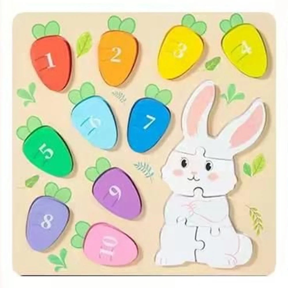 Trade Shop - Gioco Di Conteggio Abbinamento Numeri Puzzle In Legno Tema Coniglio Per Bambini 32370 -