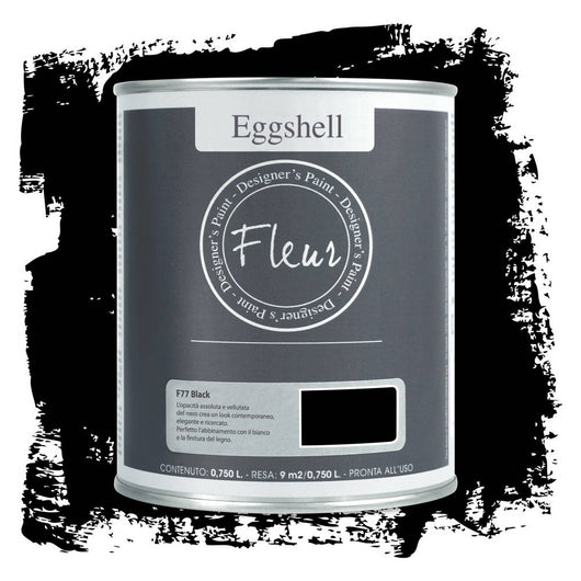 Smalto ad Acqua Eggshell Fleur Finitura Satinata per Legno Mobili Infissi Colore: Black
