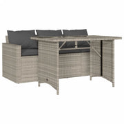 Set da Pranzo da Giardino 2 pz | Set Salotto da Giardino con Cuscini in Polyrattan Grigio