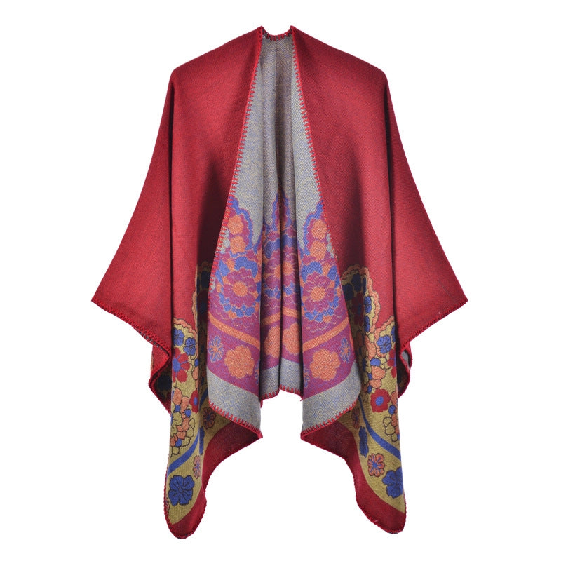 Nuovo scialle diviso in jacquard di cashmere da donna, caldo e spesso.