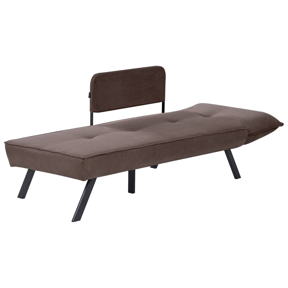 Chaise longue destra in tessuto marrone con schienale regolabile e funzione letto con cuscino idrorepellente