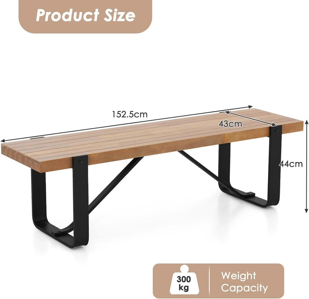 Panca da sala da pranzo, 152,5 x 43 cm, in legno con gambe in metallo, senza schienale, panca da cucina con gambe a U, portata fino a 300 kg