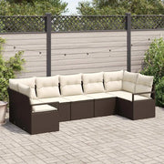 Set Divano da Giardino 7 pcs Marrone e bianco polyrattan