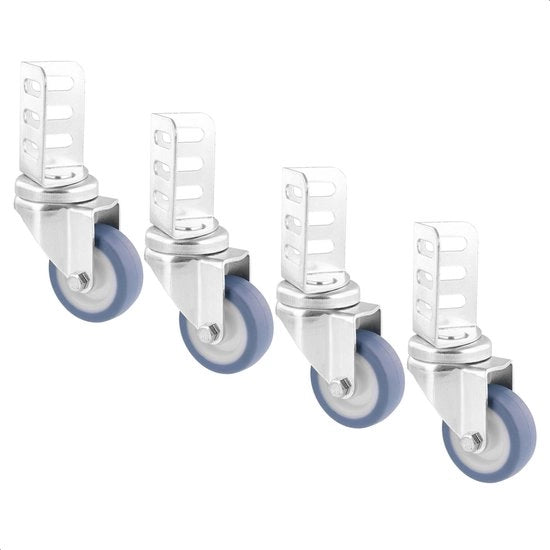 Zwengele per carrozzina GreenBOX Light di GreenFAMILY, set da 4 - acciaio galvanizzato, bullone di fissaggio, superficie morbida, diametro Ø 50 mm, altezza 70 mm, carico di 50 kg/ruota - 02315000