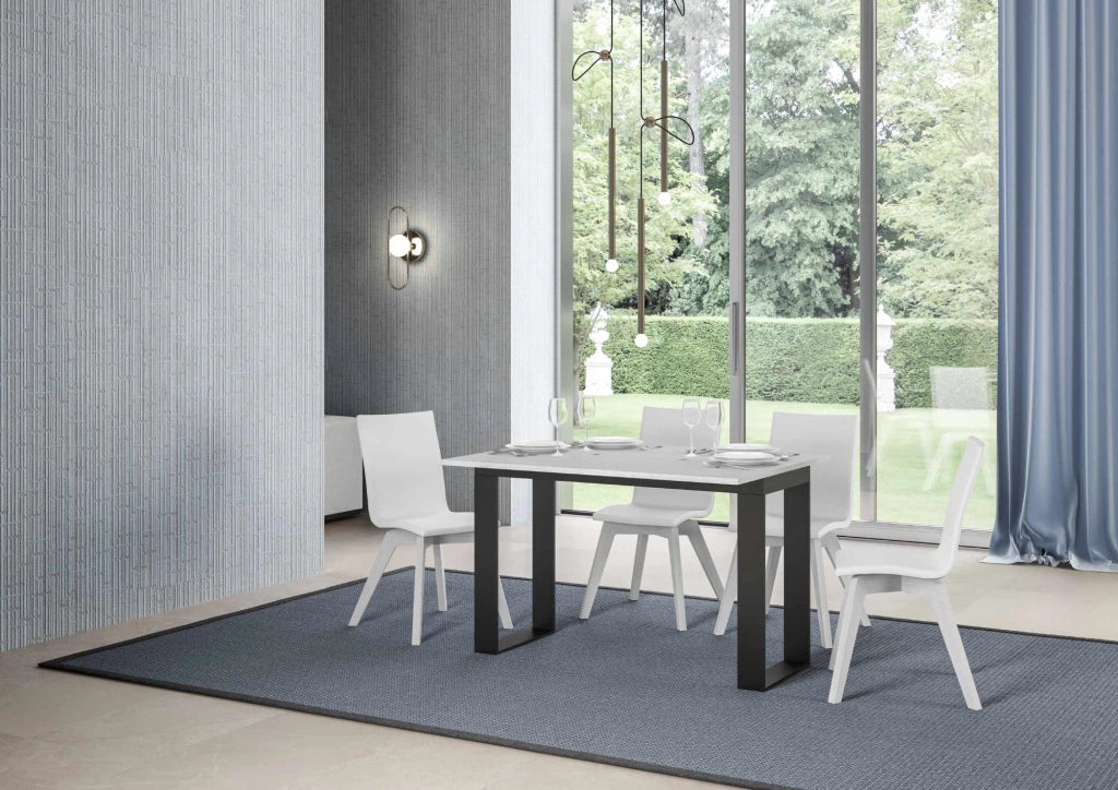 Tavolo Salvaspazio Allungabile 120/200x45/90x80/78 cm Tecno Double Bianco Frassino