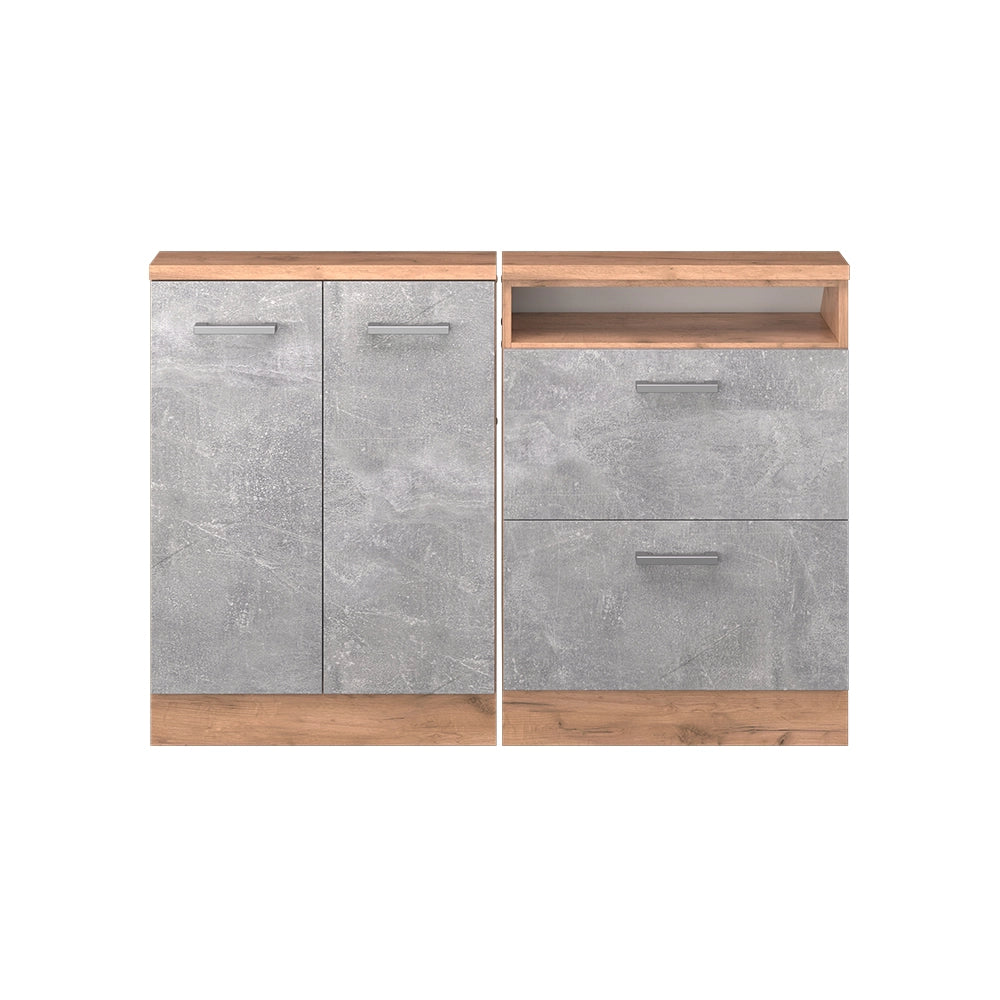 Set di mobili sottotetto Rion Calcestruzzo/Rovere dorato Set di 2 Vicco