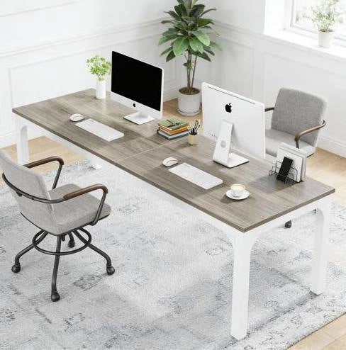 Scrivania per computer 200x70 cm per 2 persone in metallo e legno