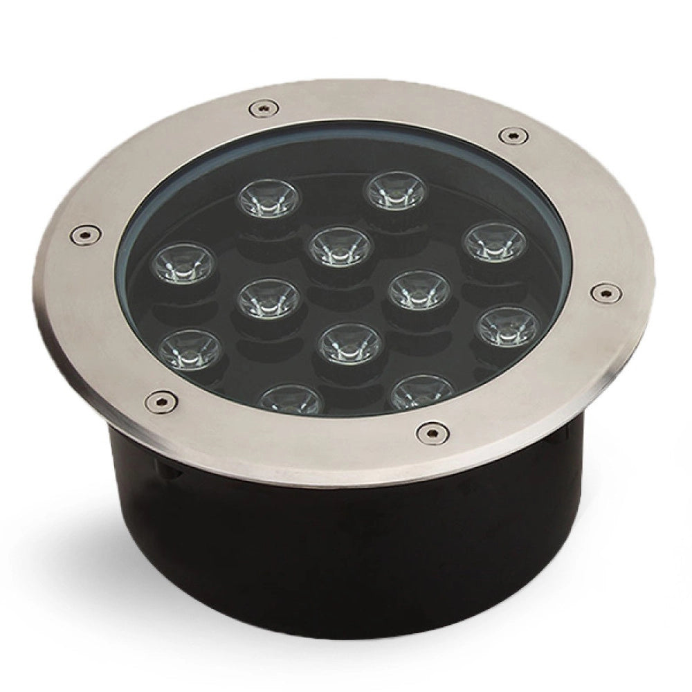 Trade Shop - Faretto 12w 12 Led Incasso Pavimento Faro Giardino Bianco Calpestabile Ip68 - -bianco Freddo      -