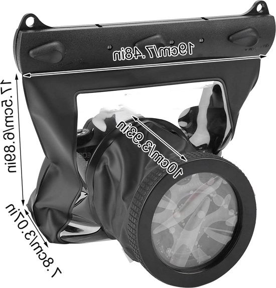 Ottica subacquea per macchine fotografiche DSLR - contenitore impermeabile fino a 20 metri - nero.