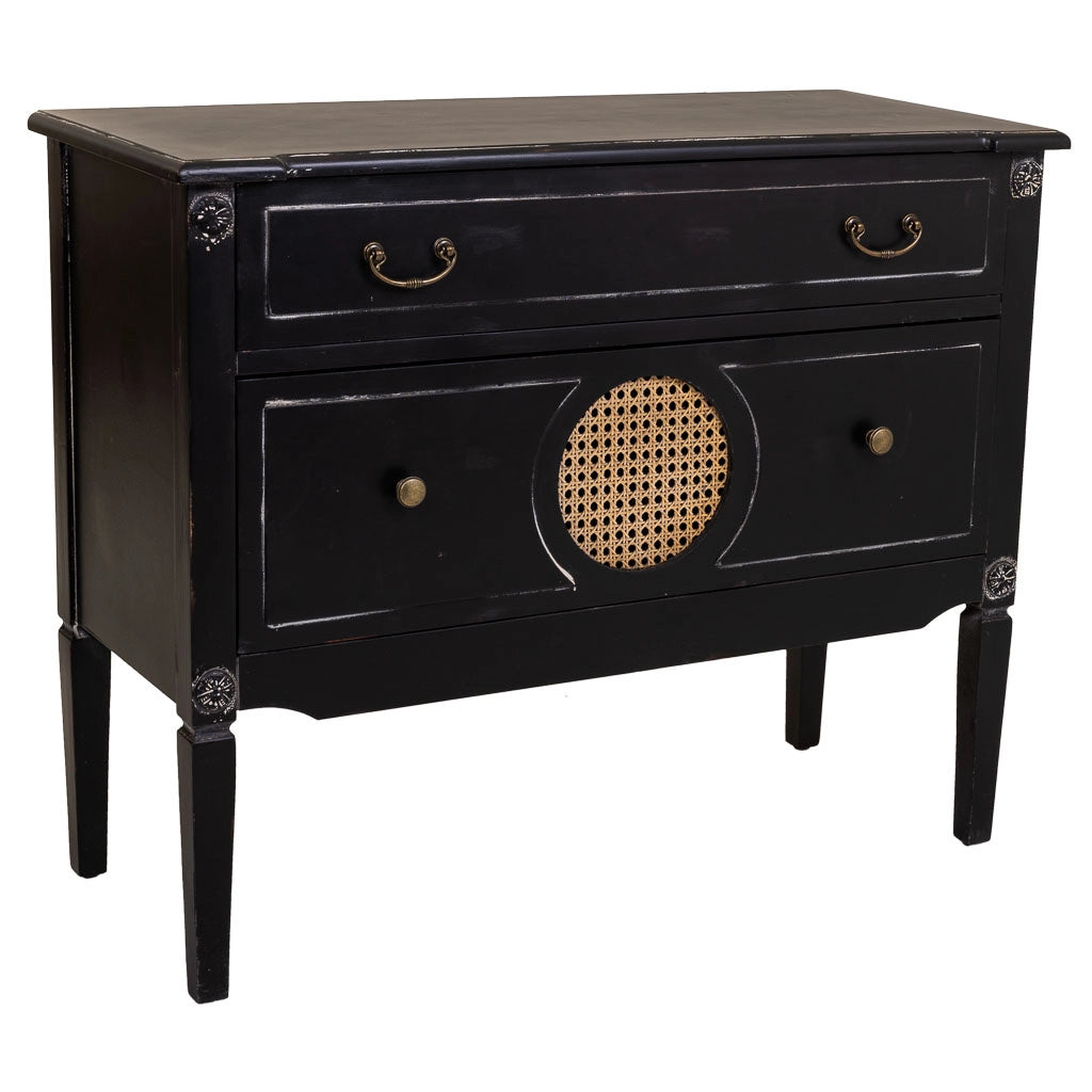 Cassettiera in legno nero 88x38x72h