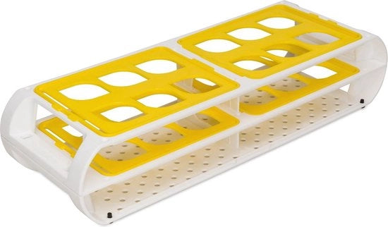 Rack di prova per tubi a griglia; 12 posizioni 25-30mm 121/2 x 43/8 x 25/8 in giallo - contenuto da aggiungere