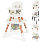 Set tavolo e sedia multifunzionale con vassoio rimovibile e cintura, Seggiolone convertibile per bambini 16-in-1 Bianco-Seggioloni